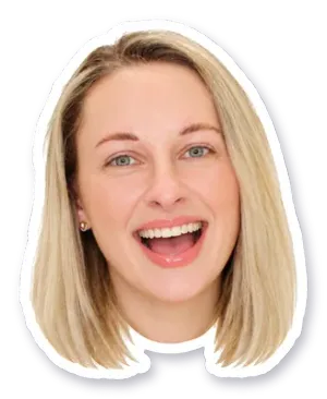 Ivanna, grinning, as a die-cut sticker